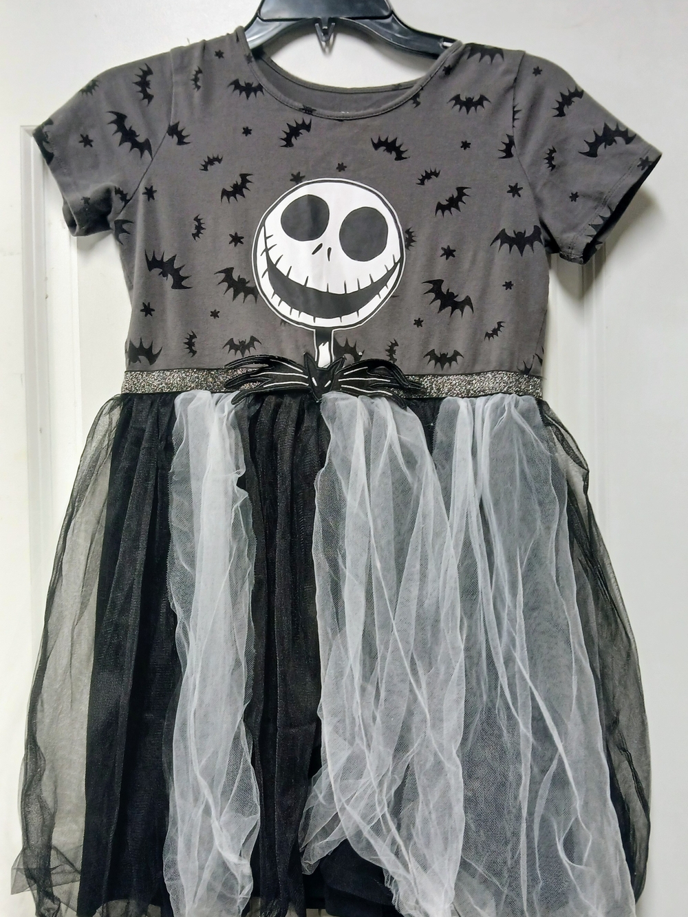 Kids Gray & Black Jack Skellington Tulle Costume Dress